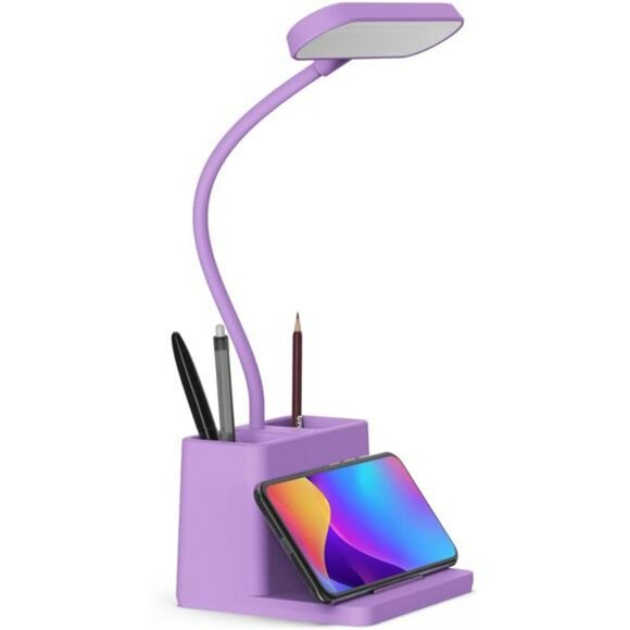 Purple rechargeable desk lamp LED cordless study table light for dorm room offic - Picture 1 of 7